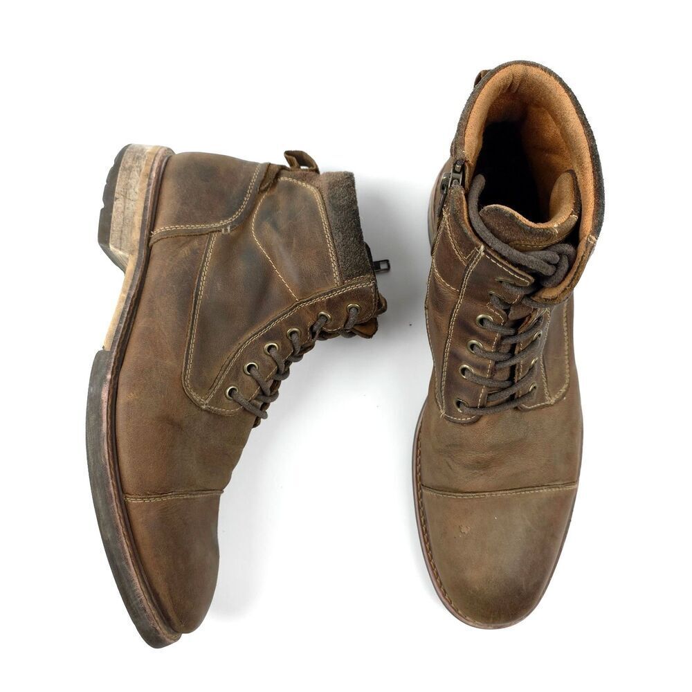 FLORSHEIM Lodge Cap Toe Brown Leather Boots Western Boho Bespoke Indie Cowboy